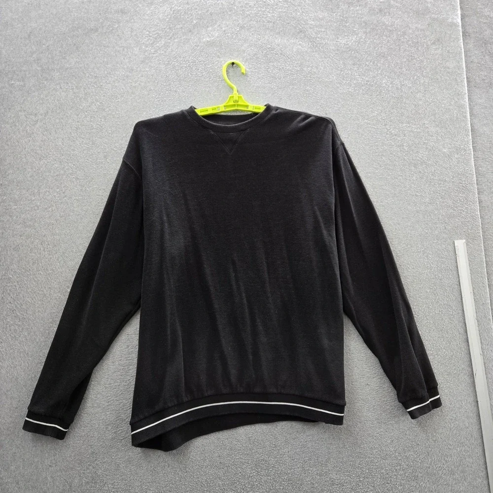 Chaps Ralph Lauren Men Sweater L/G Black Zipper Long Sleeve Logo
